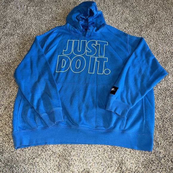Nike Other - Nike Hoodie XXL Blue Just Do It Fleece Hooded Pullover Sweatshirt